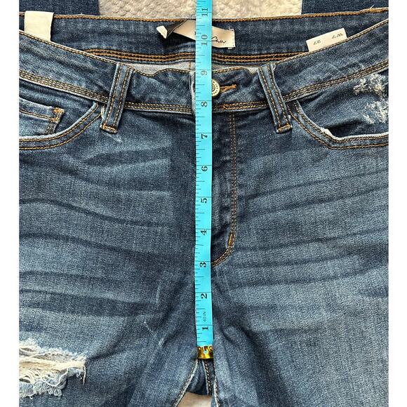 Kancan Dark Wash Mid Rise Stretchy Distressed Skinny Jeans Women Size 27 | 7 - Picture 8 of 9